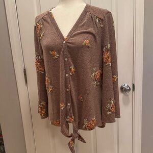 Fig and Flower Brown Floral Blouse